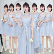 伴娘服仙气质女2023韩版姐妹裙婚礼长短款灰色显瘦抖音同款夏