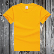 亮黄色明黄色t恤男女，短袖纯棉圆领纯色，体恤基础宽松打底衫广告衫