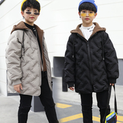 男童羽绒棉服儿童棉衣，棉袄大童冬装中童外套，中长款加厚连帽假两件