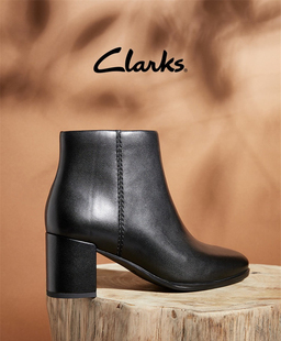 Clarks其乐芙蕾瓦系列2023秋冬女鞋粗跟拉链及踝靴高跟女短靴