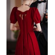 红裙子结婚平时可穿敬酒服新娘小个子平时可穿回门订婚连衣裙礼服
