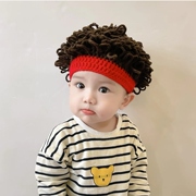 婴儿帽子儿童毛线爆炸头假发帽男女童个性秋冬韩版可爱宝宝卷发帽