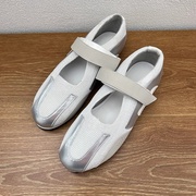 宋轶同款小白鞋玛丽珍芭蕾舞鞋2024运动休闲鞋魔术贴平底鞋女
