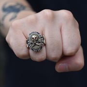 韩国penetrate墨西哥骷髅头戒指，男定制机车朋克风，复古925银配饰品