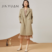 金苑中长款呢大衣外套，女冬季韩版气质，收腰设计感e215101