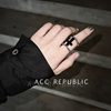 原创设计小众独特暗黑，哥特十字架双层链条戒指，黑色个性装饰戒指环