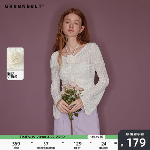 greenbelt法式复古蕾丝长袖，上衣女2024春夏立体玫瑰薄款罩衫