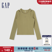 Gap女装2024春季设计感假两件长袖针织衫柔软亲肤上衣430370