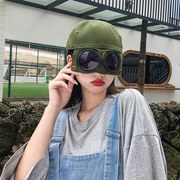 飞行员帽子潮ins韩版个性眼镜鸭舌帽男墨镜遮阳春夏百搭潮棒球帽