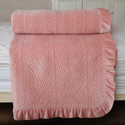 一韩式面边纯色毯子保暖短纯色面纯棉床单毛绒绒毯绒床盖一菲