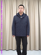 甩商务羽绒服男蓝色鹅绒47+普洛克，24冬休闲可脱帽外套