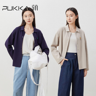 蒲pukka高级运动有型，外套女上衣新自留(新自留)针织短款外衣