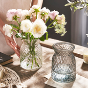 法式网红复古轻奢花瓶透明高级感水培鲜花客厅餐桌装饰插花玻璃瓶