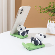 卡通熊猫手机支架创意桌面装饰摆件树脂平板支撑架底座