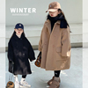 女童韩版休闲时尚长款尼大衣2023冬装女宝宝加厚外套女童加棉保暖