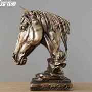 冷铸铜马头摆件雕塑工艺品办公室客厅书房家居装饰品创意摆设