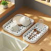 日式家用水杯茶盘双层沥水托盘防滑长方形塑料水果盘多用置物架子
