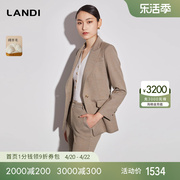 landi蓝地浅卡其收腰气质通勤羊毛，西装外套女2023冬装西服