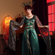 派对希腊史神话石化蛇头海妖 绿色搭配头饰美杜莎长裙舞台演出服