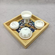 日本怀石会席料理陶瓷，餐具带盖小吃前菜珍味盅，甜品碟高脚镂空盘子