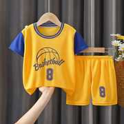 QY儿童篮球服夏季短袖套装男女童速干衣中大童短裤两件套童装