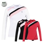 2023冬季韩国斜线配色高尔夫球服女士长袖针织衫GOLF