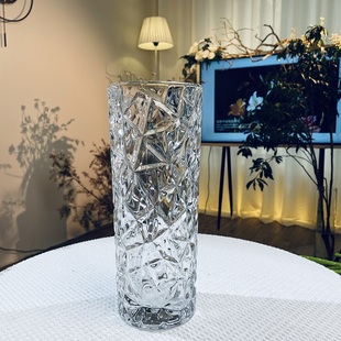 现代简约高级感法式复古玫瑰，水晶插花艺术玻璃，花瓶摆件客厅插斑斓