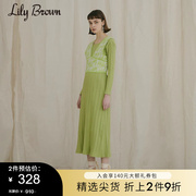 lilybrown春夏，气质性感修身绑带，露背连衣裙lwco211128
