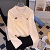捡漏~外贸长袖T恤女春秋季设计感别致刺绣polo衫上衣ins