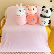 奶茶杯子小猪抱枕夏季具空调带毛毯偶布娃娃床上宿舍