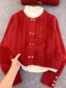 本命年红色毛衣外套女假两件2024春设计感小个子新年针织上衣