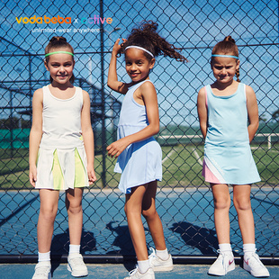 vodabeba儿童背心裙连衣裙，无袖夏季弹力，透气速干专业网球裙女童