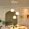 餐厅吊灯三头现代简约美式餐厅灯极简一字，饭厅餐桌吧台玻璃吊灯