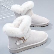 雪地靴女2023冬季女式加绒加厚靴子女休闲平底棉靴