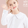 女童白衬衫长袖春季儿童衬衣，纯棉小学生校服大童上衣春装