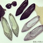 香港单鞋女2023年夏季网纱透气尖头软底凉鞋，平底一脚蹬豆豆鞋