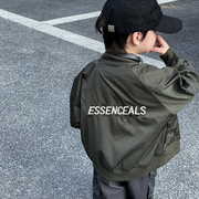男童棒球服外套春秋款洋气儿童，字母洋气拉链衫中大童飞行员夹克潮