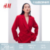 HM女装外套夏季时尚气质双排扣休闲红色舒适西装1206431