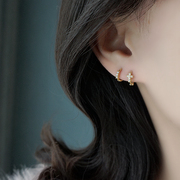 s925纯银简约锆石圆圈，耳圈耳环潮气质小众，设计感耳扣耳饰品女