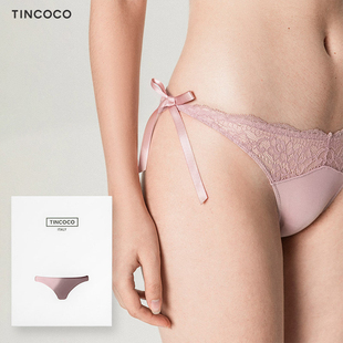 tincoco『3条装』优雅性感，低腰女士蕾丝，三角裤透气蝴蝶结绑带内裤