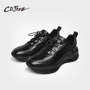 CDJAZZ卡地爵士男鞋厚底增高运动休闲鞋黑色跑步鞋透气舒适老爹鞋