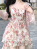 2023年夏季小香风气质高级感时尚粉色外套甜美花色吊带裙套装