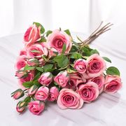 保湿玫瑰仿真花束客厅卧室装饰干花摆件 婚庆假花仿真玫瑰花束