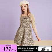绫致only24春夏时尚，蓬蓬裙镂空针织衫，两件套连衣裙女