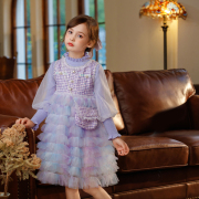 女童秋冬针织套装裙2023儿童，小香风气质，珍珠连衣裙加包包三件套