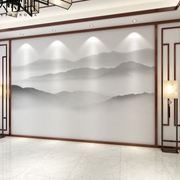 新中式水墨山水画墙纸办公室客厅，电视背景墙壁布大气壁纸壁画墙布