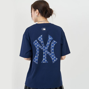 MLBNY老花大标短袖2024夏季透气情侣半袖男女款运动T恤衫