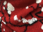 大红色底立体腊梅剪花蓬松感针织羊毛时装面料大衣 外套 毛料布料