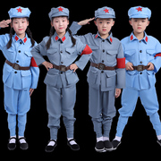 儿童演出服小红军八路军时期，衣服夏季表演服女童舞蹈红星闪闪套装