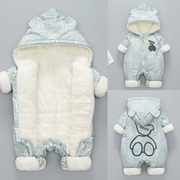 新生婴儿连体衣秋冬装宝宝衣服，加厚外套冬季棉服外出抱衣外穿冬款